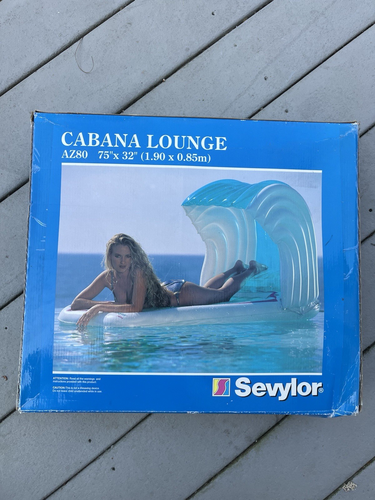 Vintage SEVYLOR Cabana Lounge Inflatable Raft Float Pool 75 x 32 RARE New In Box