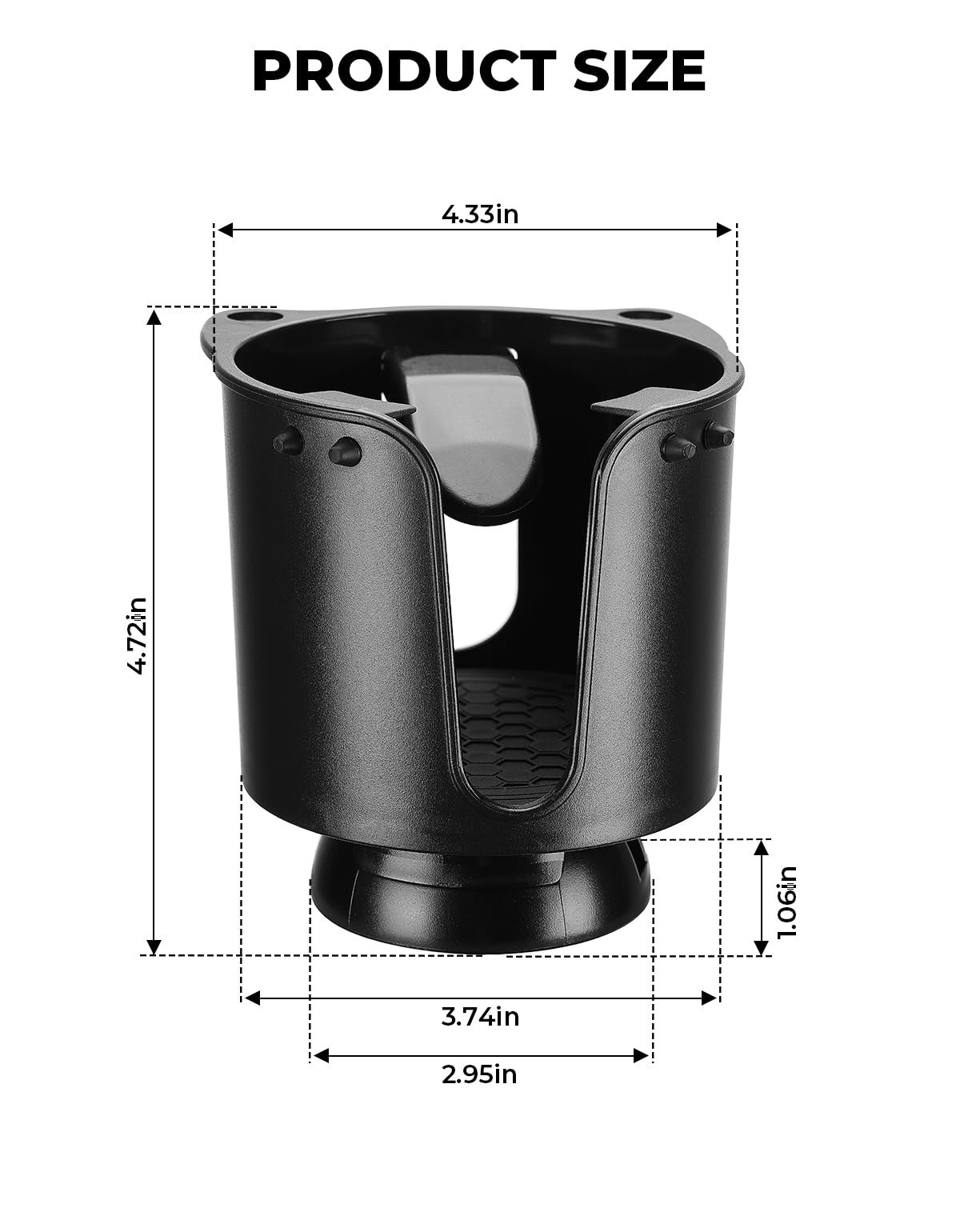 Universal Kayak Cup Holder with Track Mount, Anti-Slip Clips for 12-32 oz Bottle