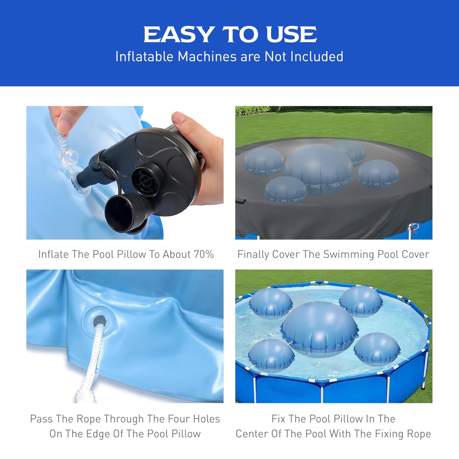 Pool Pillow for Above Ground Pools, 4 x 4 ft Air Pillow Pool Cover Winter Win…