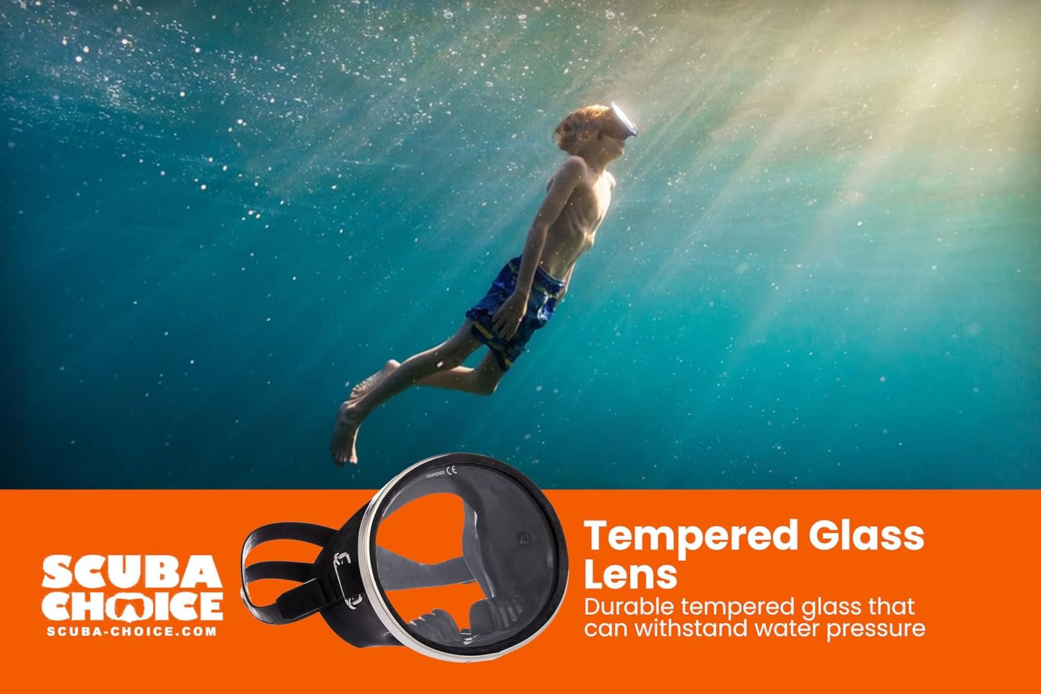 Scuba Diving Mask, Oval Tempered Glass Snorkel Mask with Comfortable Classic Rub
