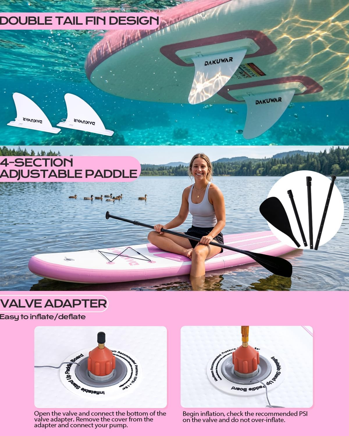 10’6″ Inflatable Paddle Board 10′ Folding Ultra-Light Stand up Paddle Board