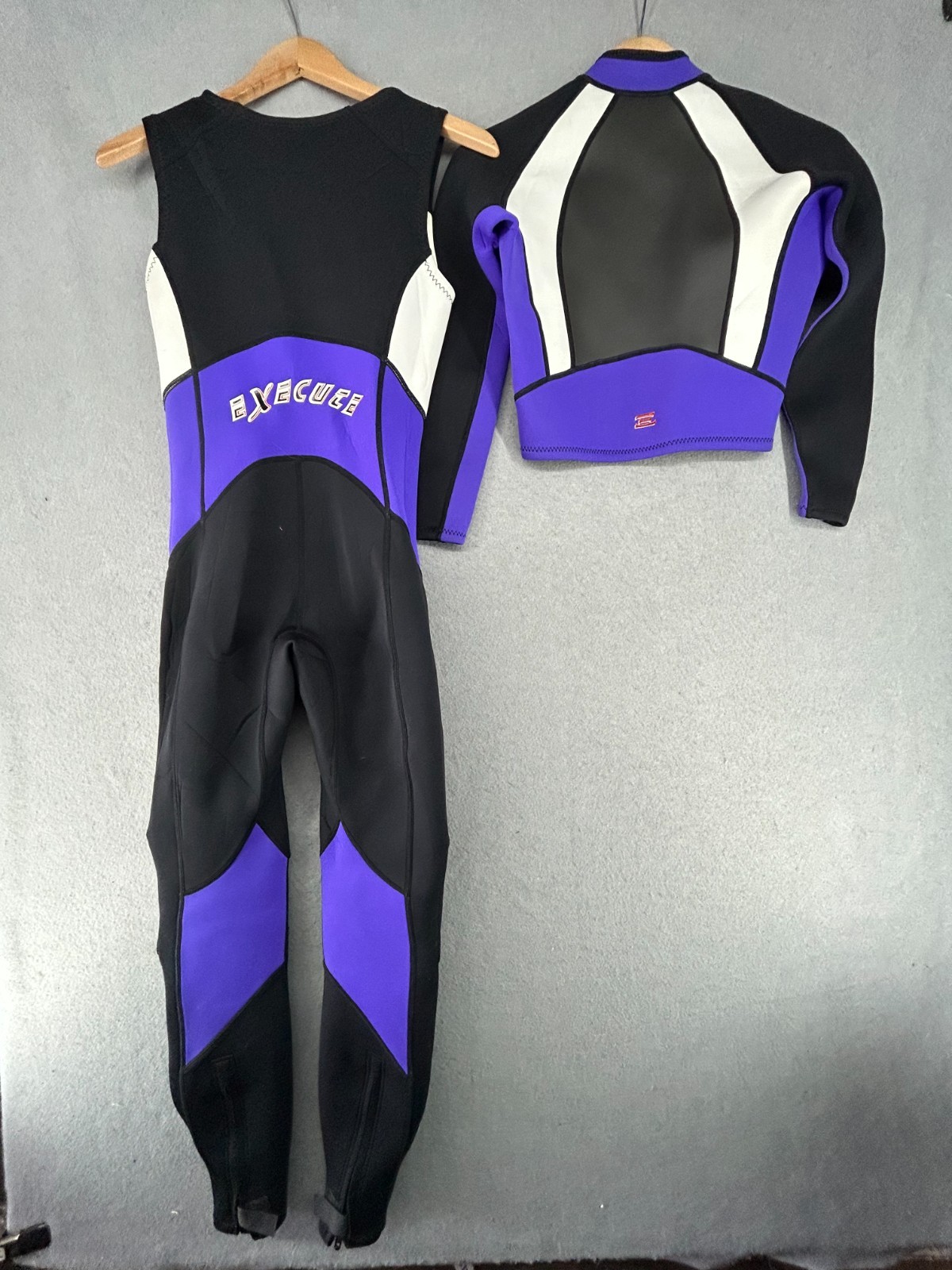 Execute Wetsuit 2 Piece Full Suit Set Sz Small Purple White Black