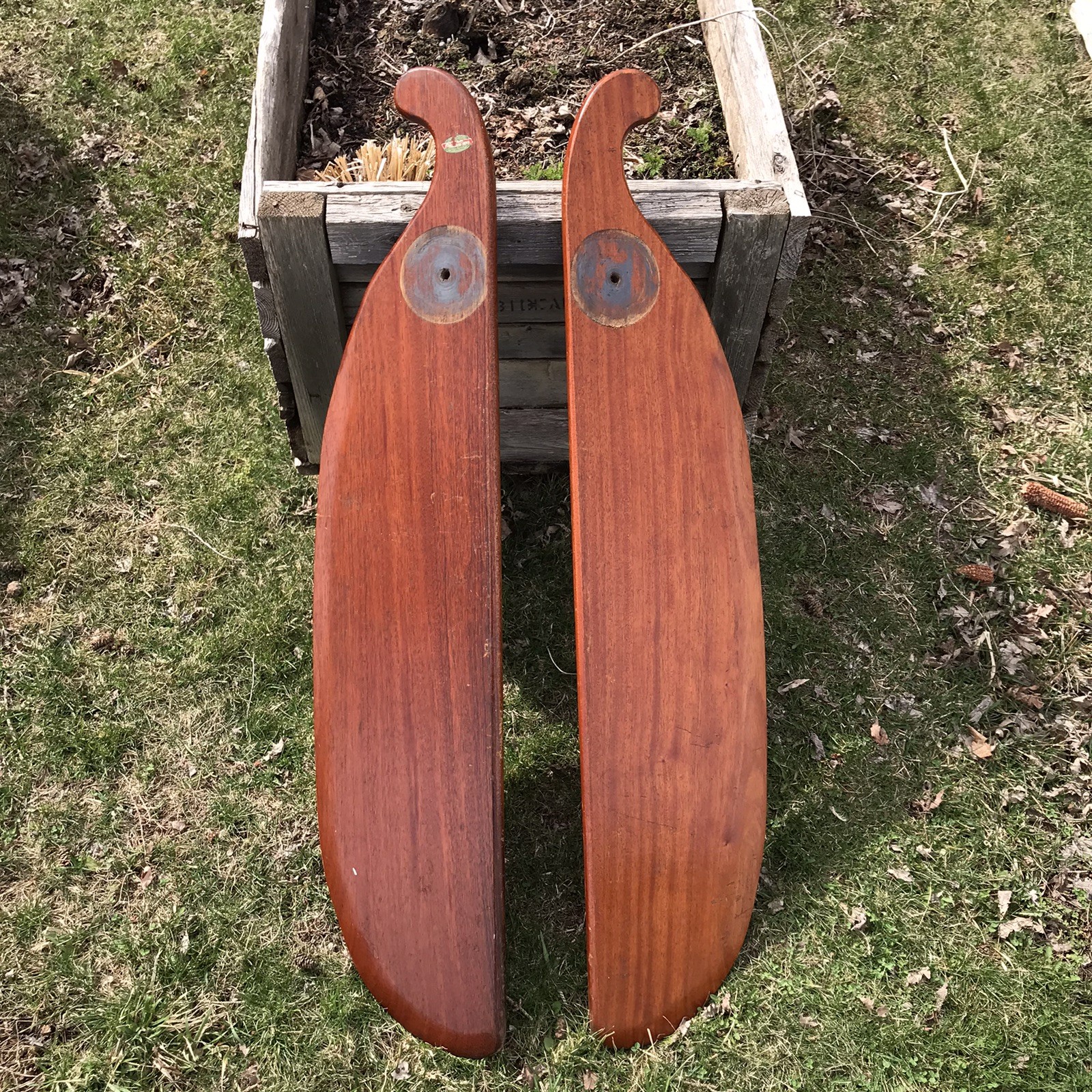 Vintage Old Town Canoe Sailboat Mahogany Wood Lee Boards Stabilizers Pair 9″x44″