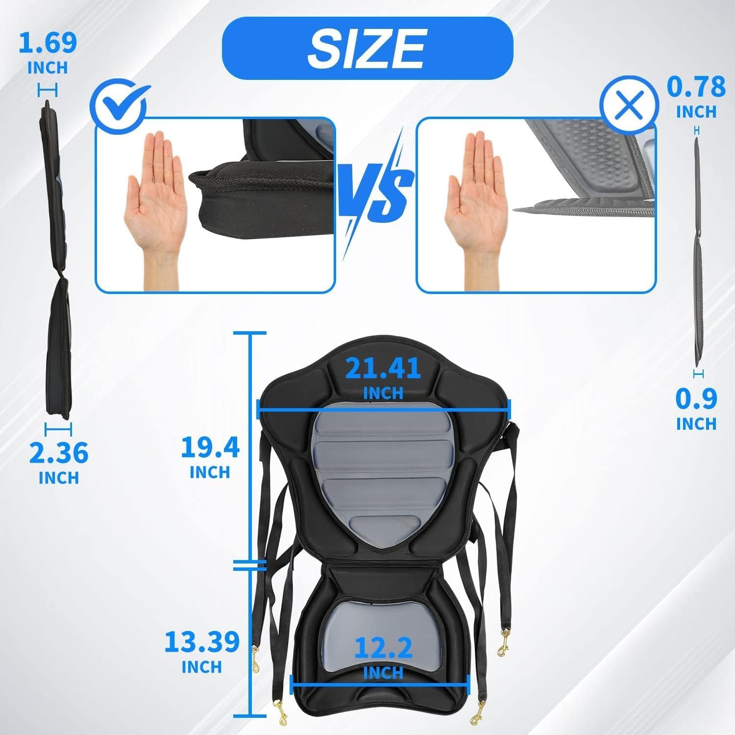 HLOGREE 2 Pack Kayak Seat with Thickened Cushion Back Support