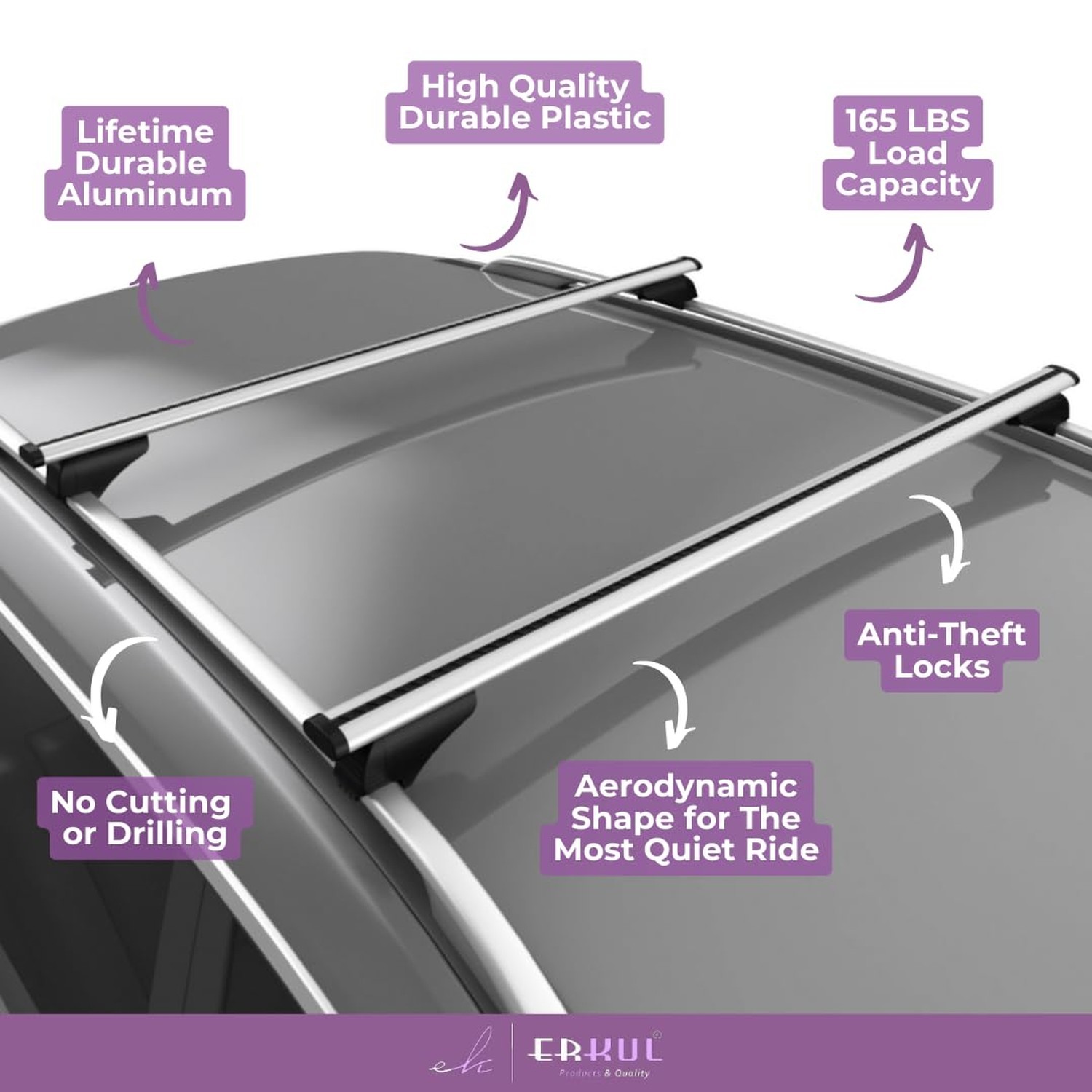 ERKUL Roof Rack Cross Bars for Dodge Journey 2013-2020 | Aluminum Crossbars w…