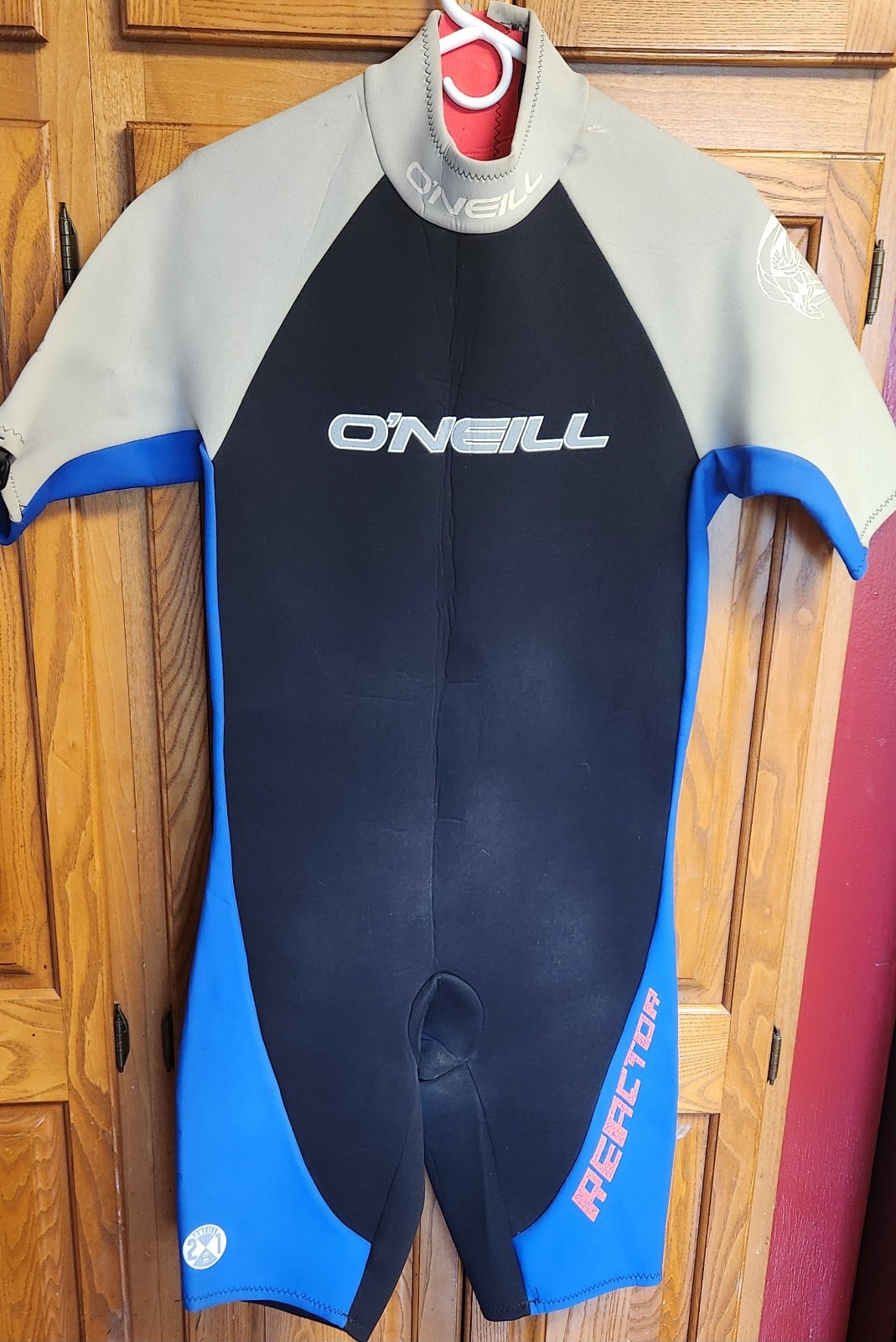 O”NEILL Reactor 2/3 WetSuit XL #7157 USA MADE Vintage Black Blue Gray Back Zip