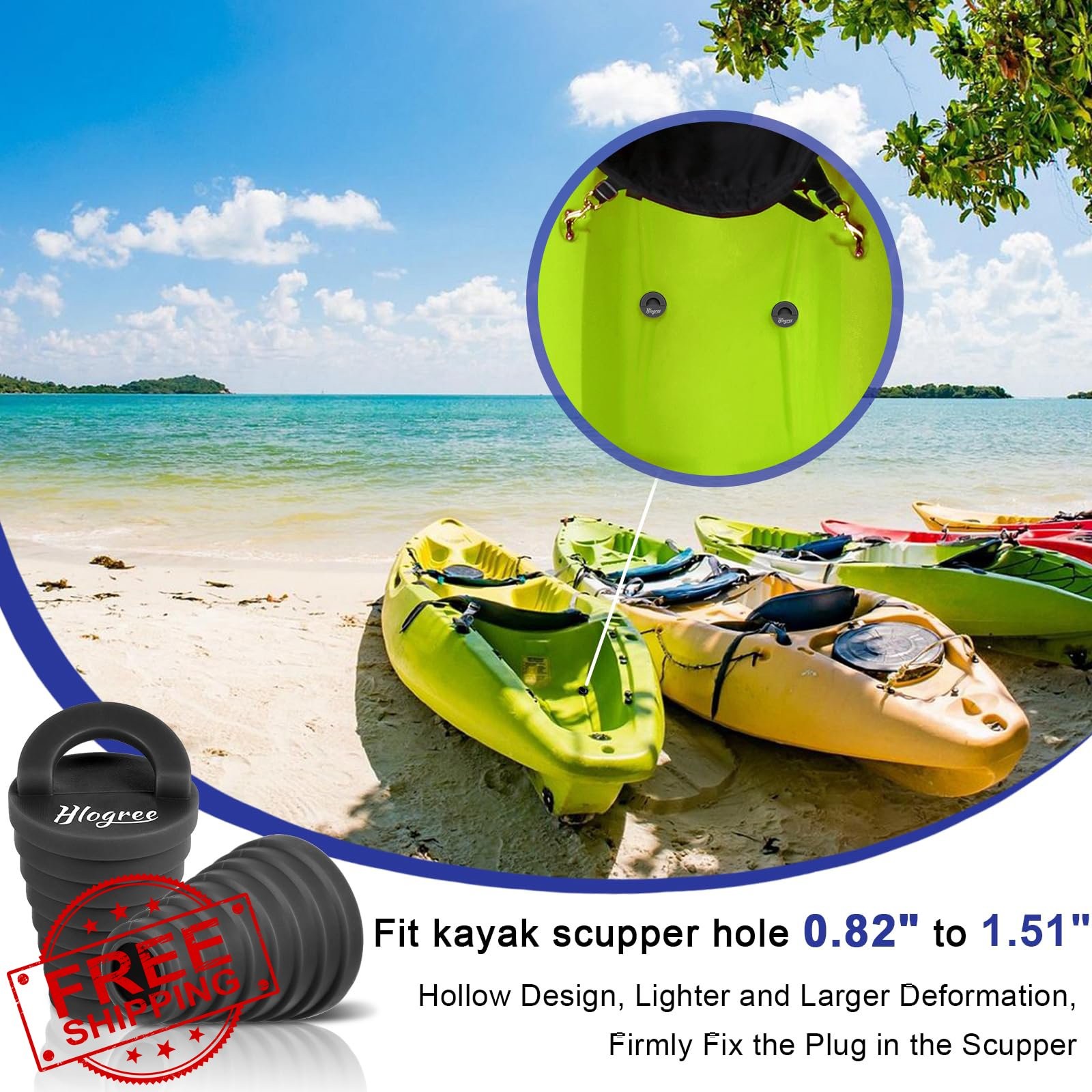 HLOGREE Kayak Scupper Plugs Boat Drain Plugs 8 Pack 1.25″