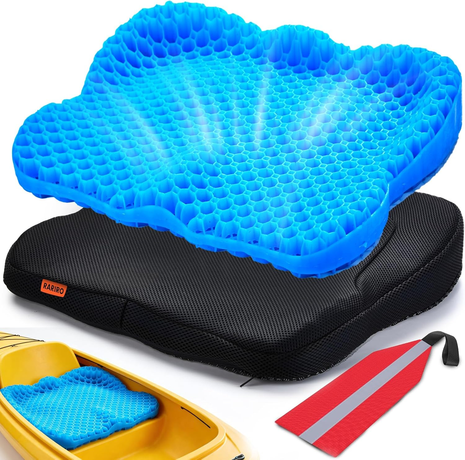 Premium Gel Kayak Seat Cushion, Thickened Non-Slip Waterproof Seat Pad, Breathab