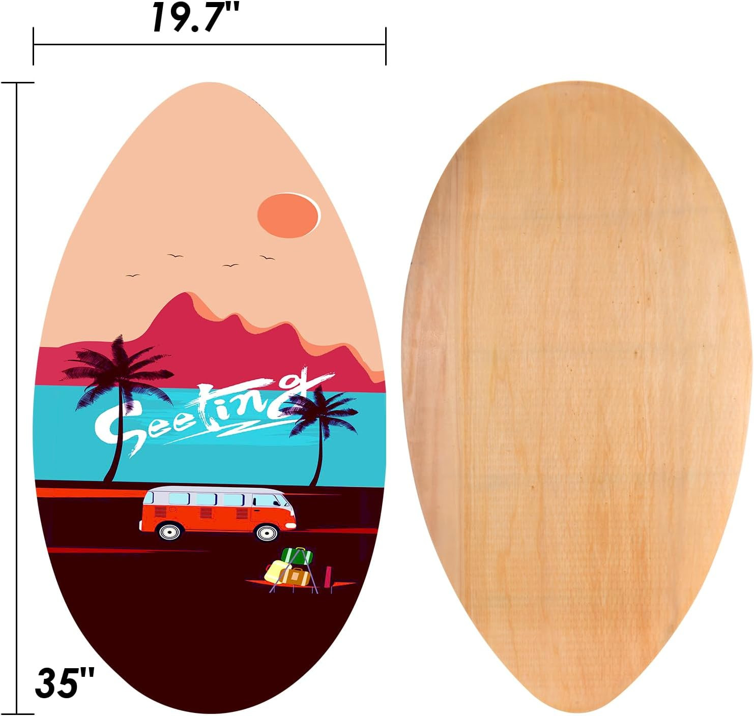 35 Inch Skimboard with High Gloss Coat Wood Skim Board for Beginners,Kids, Teena