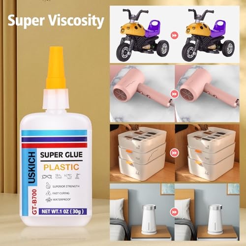 Super Glue for Plastic with Anti Clog Cap. 6 x 1 fl oz,Plastic Plastic-Glue