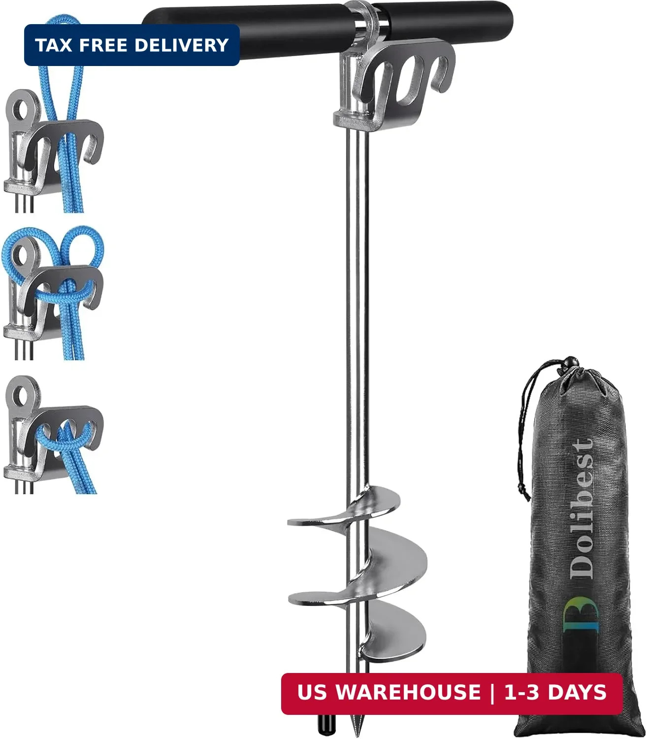 304 Stainless Steel Boat Sand Anchor, 17″ Fully Welded Screw-in Sand Anchor wit