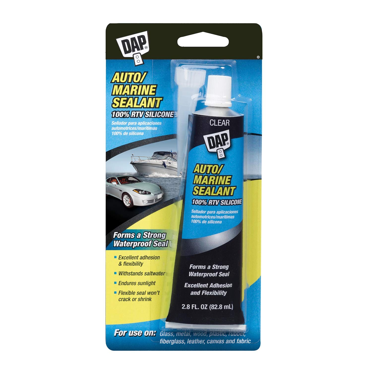 Dap 00694 2.8-Ounce Silicone Rubber Auto/Marine Sealant, 2.8-Ounce, Clear