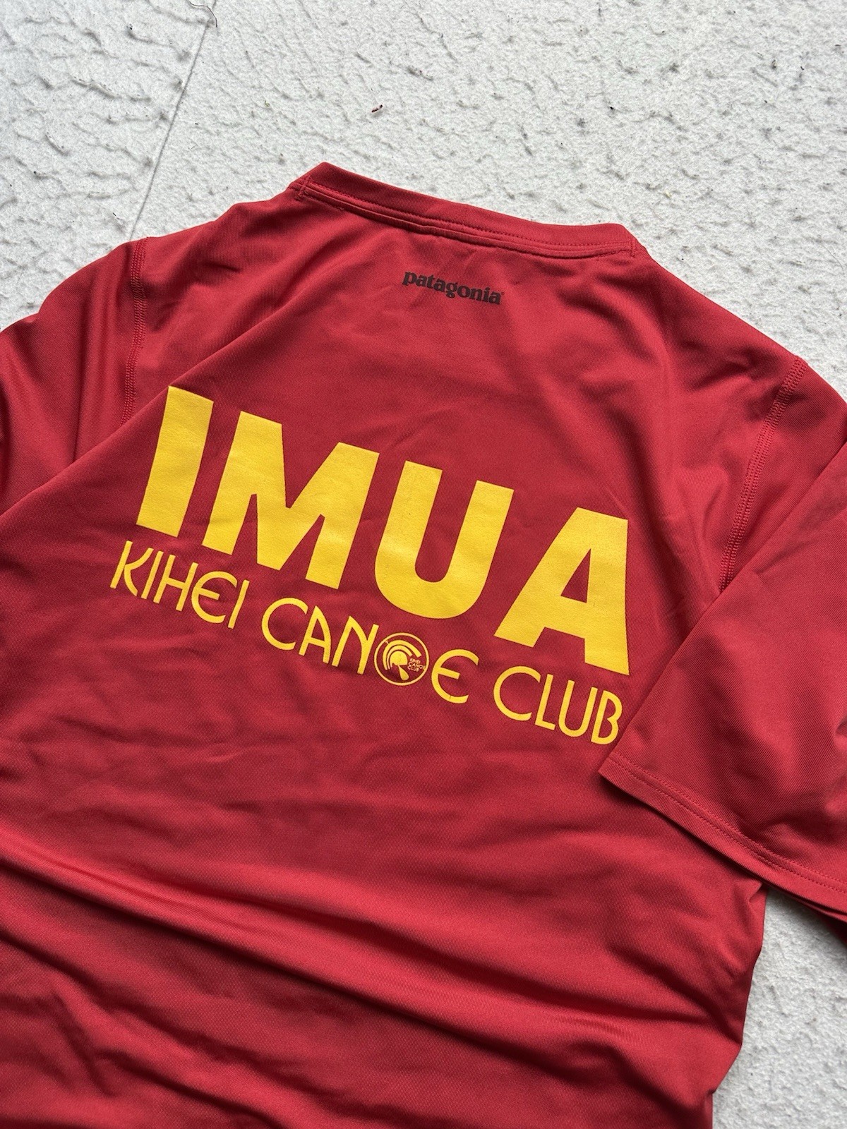 Men’s Patagonia IMUA Kihei Canoe Club Rash Guard Shirt Red Sz Small Surf Beach