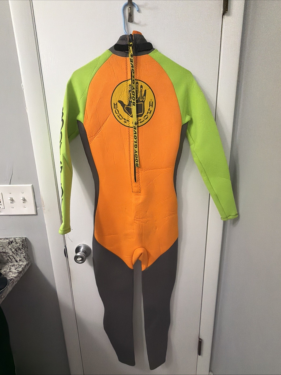 Body Glove Gray Neoprene Orange/Neon Green Zip-Up Full Women Wetsuit