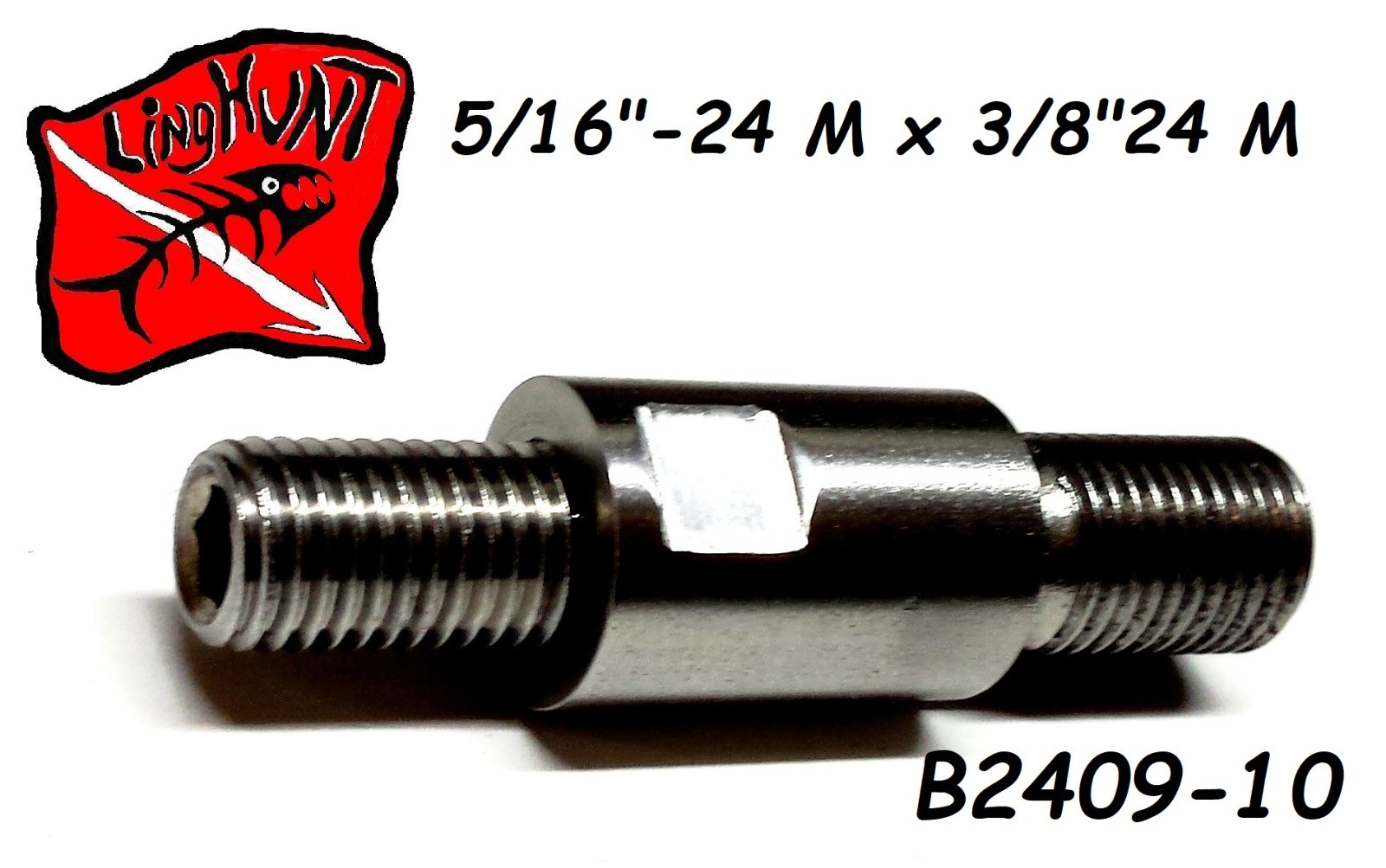 B2409-10 Adapter 3/8″-24 Male x 5/16″-24 Male Stainless polespear
