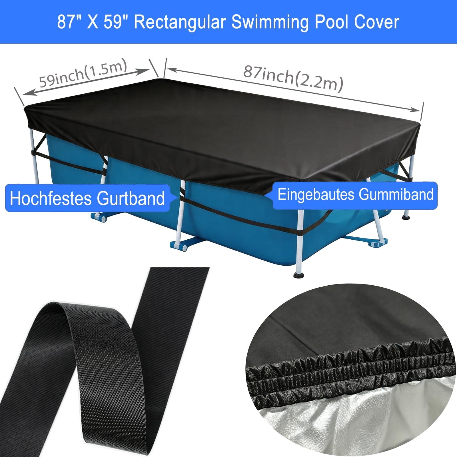Heavy-Duty 7×4 Ft Waterproof Pool Cover for Above Ground Swimming Pools