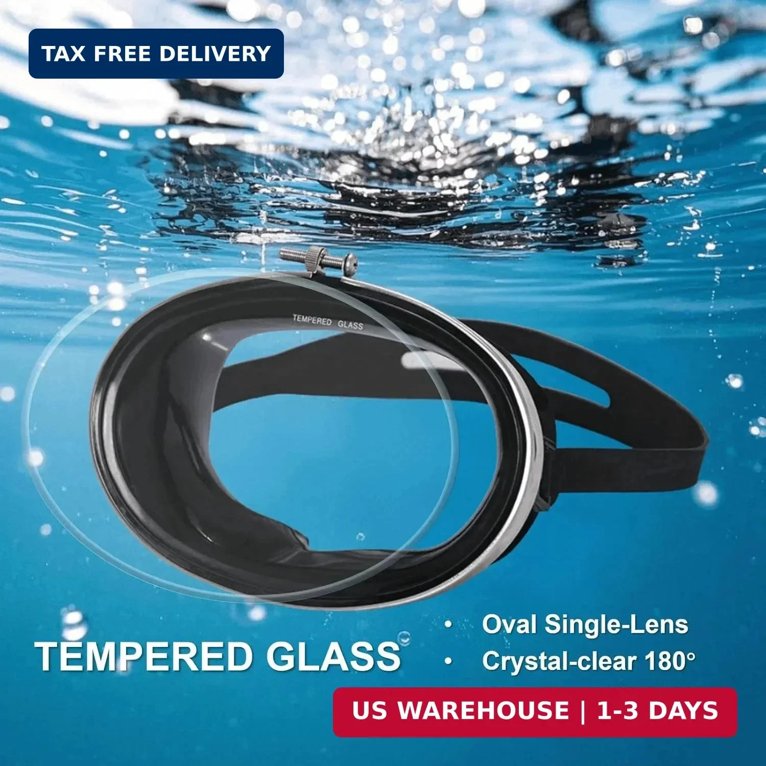 Oval Diving Mask Adult Tempered Glass, One-Window Scuba Diving Mask Adult with B
