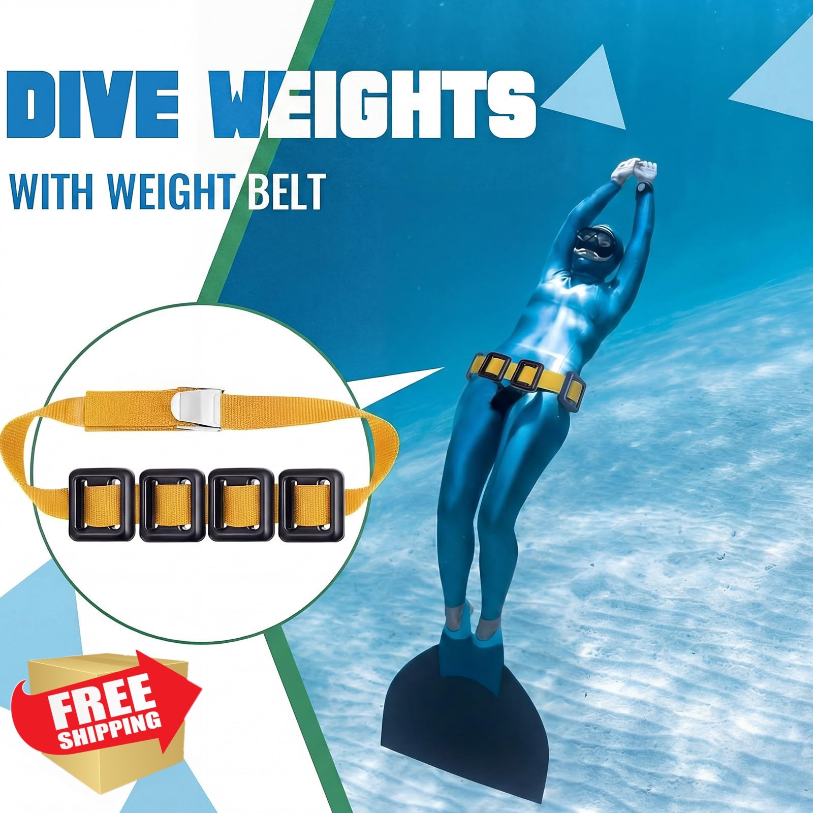 Tellegloww 4 Pcs Yellow Dive Weights Belt 4*2.2 lb