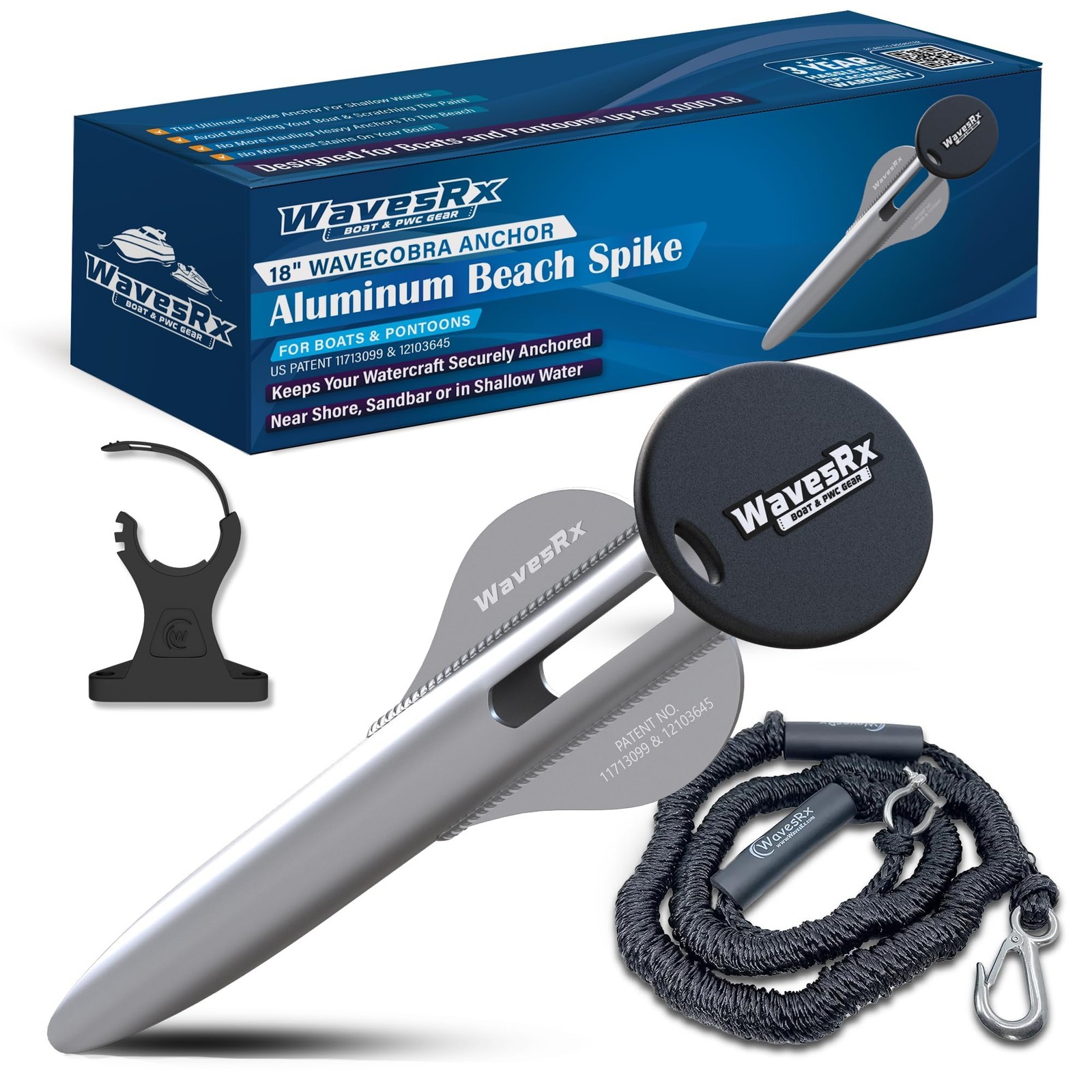 WAVESRX Ultra-Light Aluminum Beach Anchor for Jet Ski, Boat & Kayak