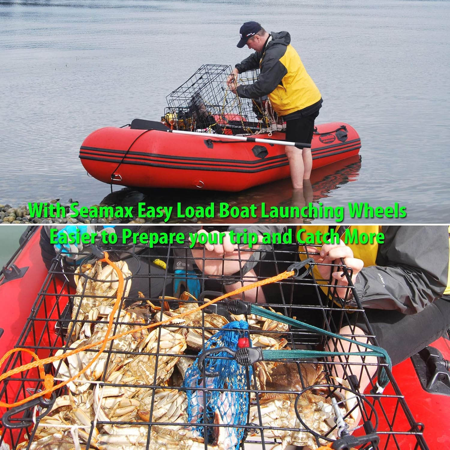 EZ Load Boat Launching Wheels Set for Inflatable Boat & Aluminum Boat, Support M