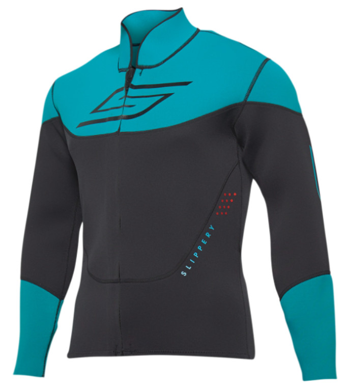 SLIPPERY BREAKER JOHN & JACKET FULL NEOPRENE WETSUIT BLACK/AQUA MEN’S X-LARGE