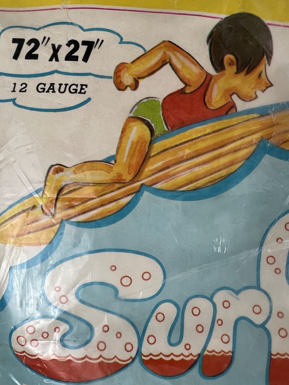 Vintage 1971 MEGO TUFF BILT 72×27 Inflatable Surfboard 12 Gauge Made In Taiwan