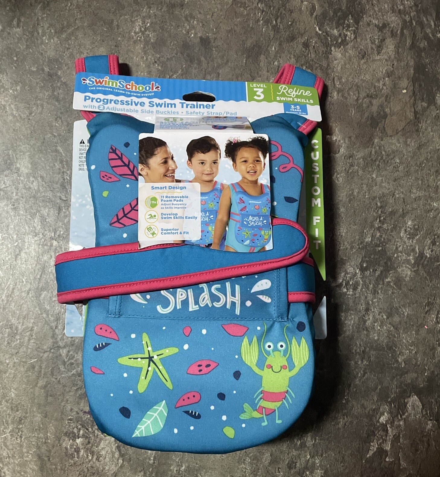 Swim School Progressive Swim Trainer Level 3 Safety Vest Ages 3-5 Max 38 lbs