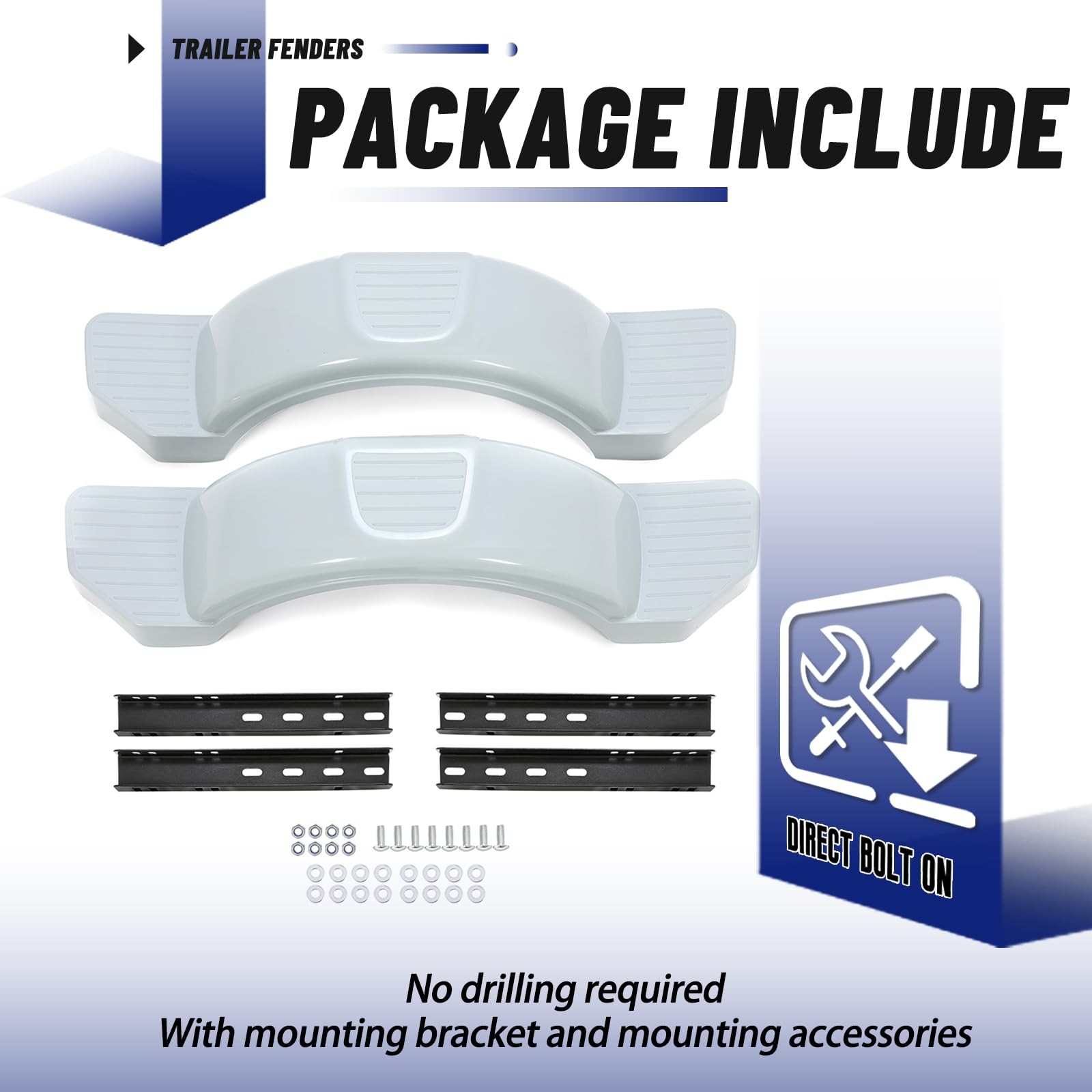 Pair Axle Trailers Fenders 12″ Wheels Tires Skirt Boat Molded 300lbs (Set of …