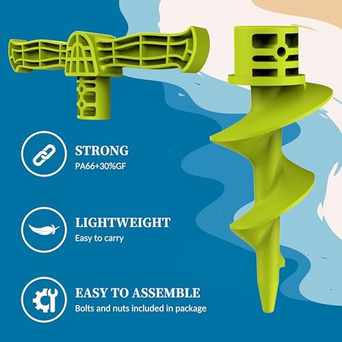 Dock Auger Kit, PA66+30% GF Handle and Auger for PVC Tubing Sandbar, Fits 2pack
