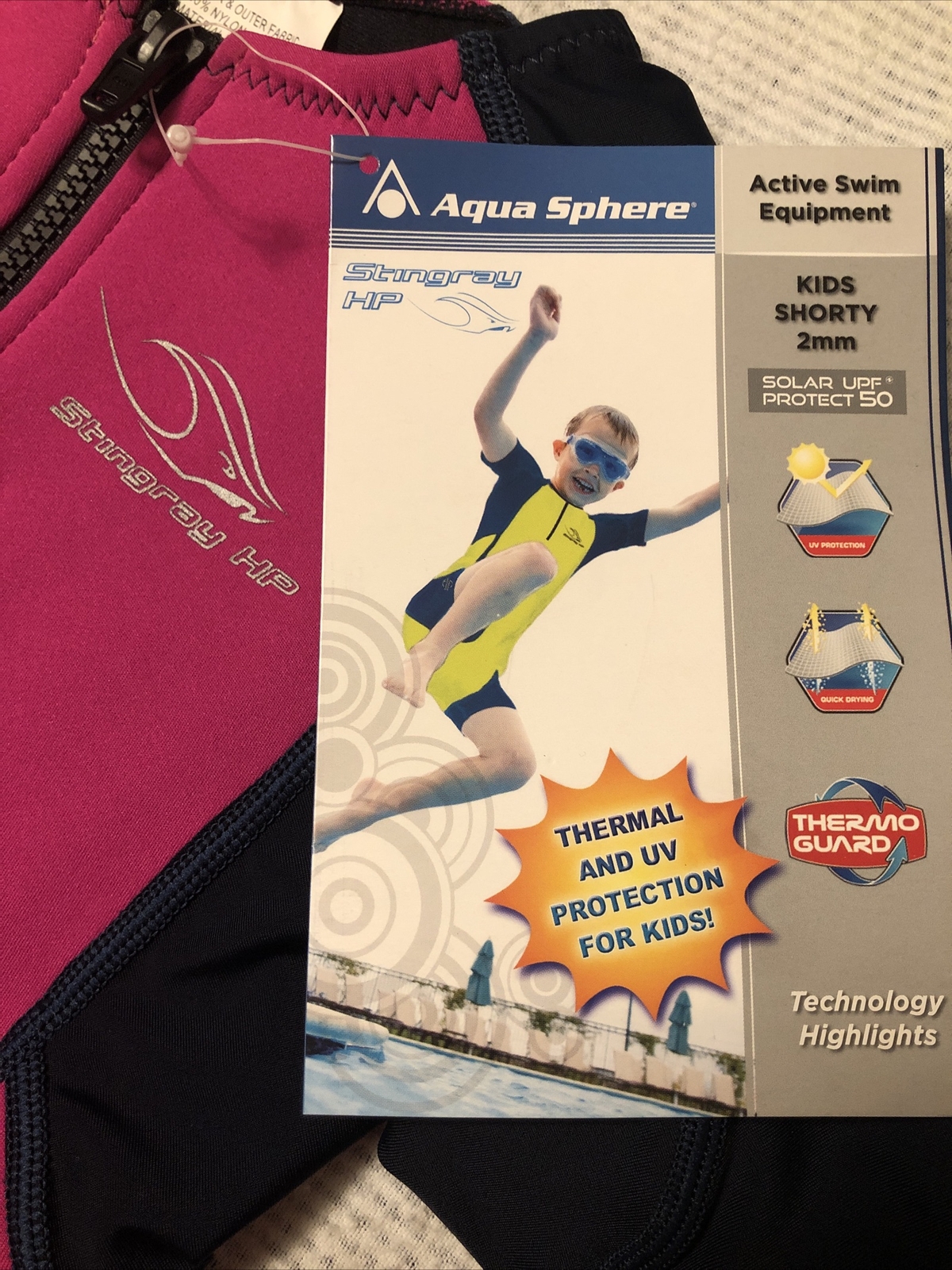 NEW! Aqua Sphere Youth Sz 6 Stingray Core Warmer Short Sleeve 2MM Wetsuit