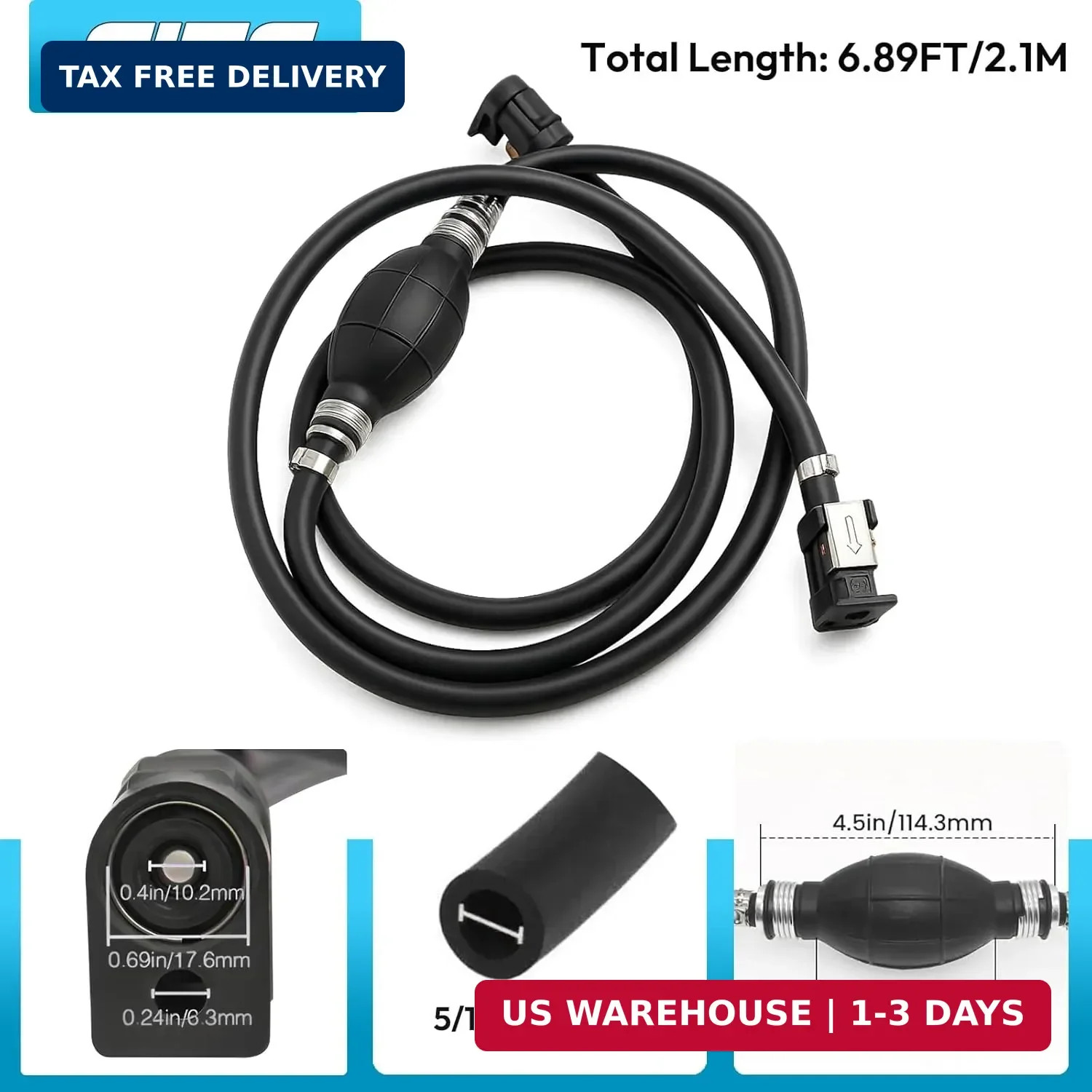 5/16″ 8mm Fuel Line Assembly, 6.8FT Marine Outboard Boat Motor RVs Fuel Gas Line
