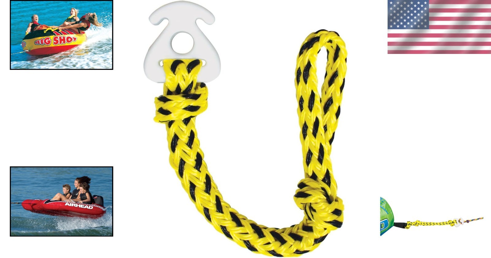 Kwik-Connect Tow Rope: 12ft 6,000lb Strength for 1-4 Riders Tubing Fun
