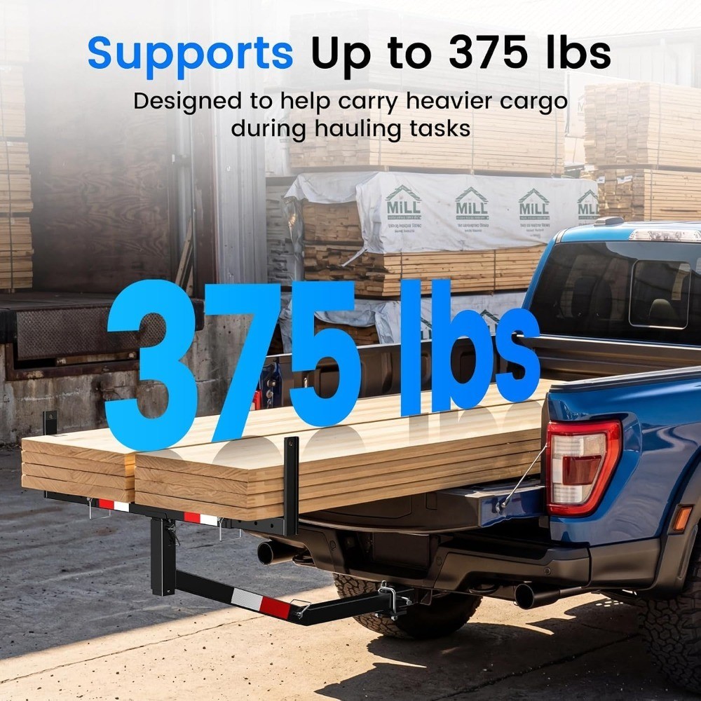 Pickup Truck Bed Extender Hitch Mount for Kayak Canoe Lumber Ladder Pipes Rack