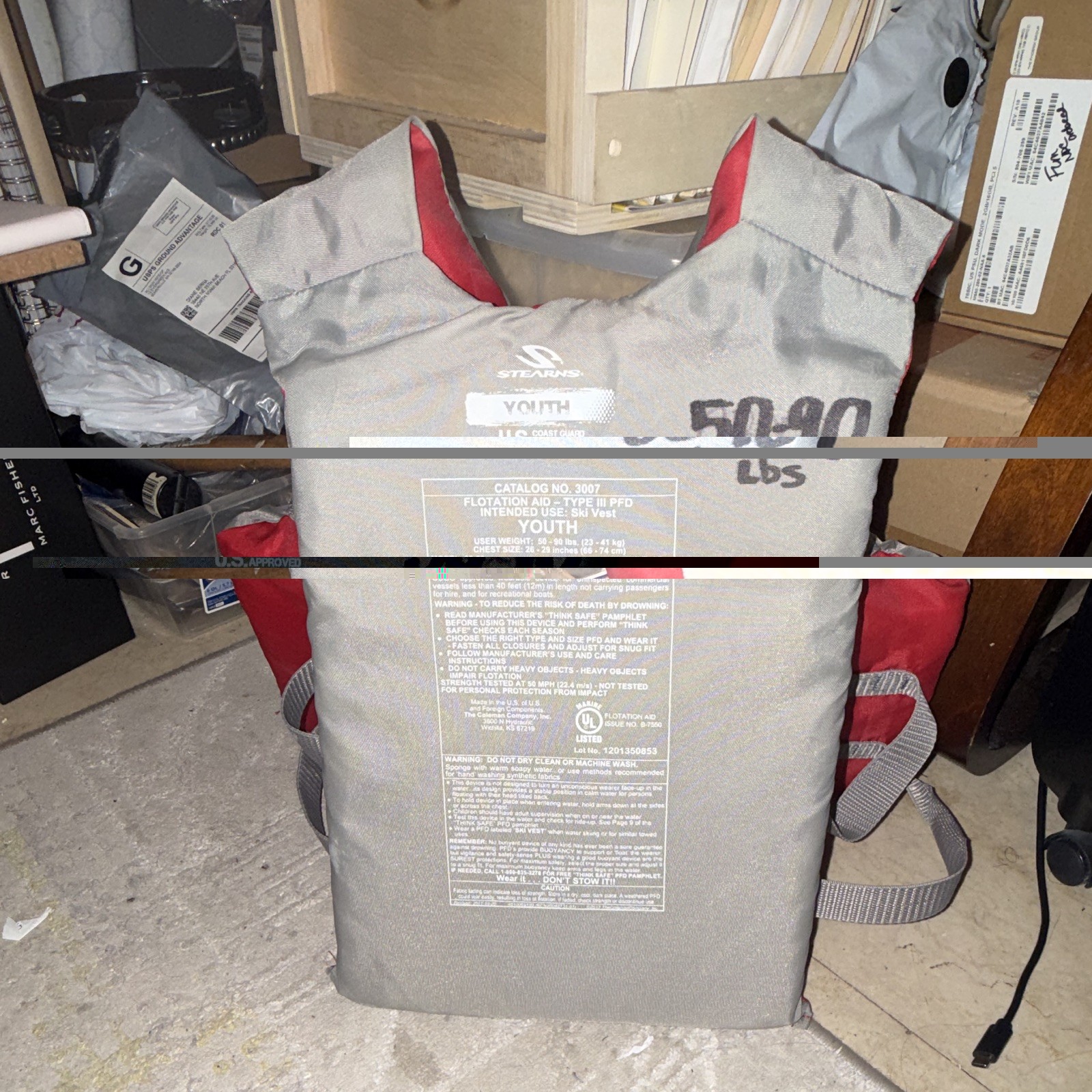 Lot of 2 Stearns Kids Life Vest Red 50-90 Pounds U. S. Coast Guard Approved/Ski!