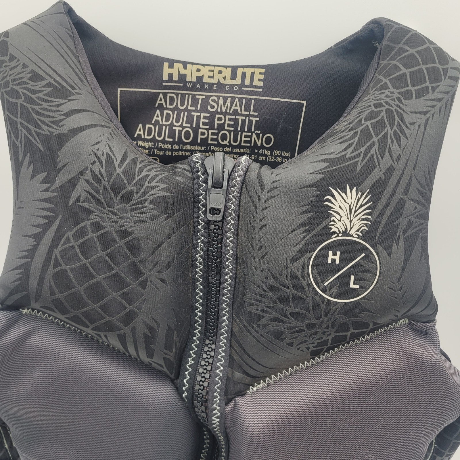 Hyperlite Wake Co Adult Small Life Vest Jacket Wakeboarding Tropical Pineapple