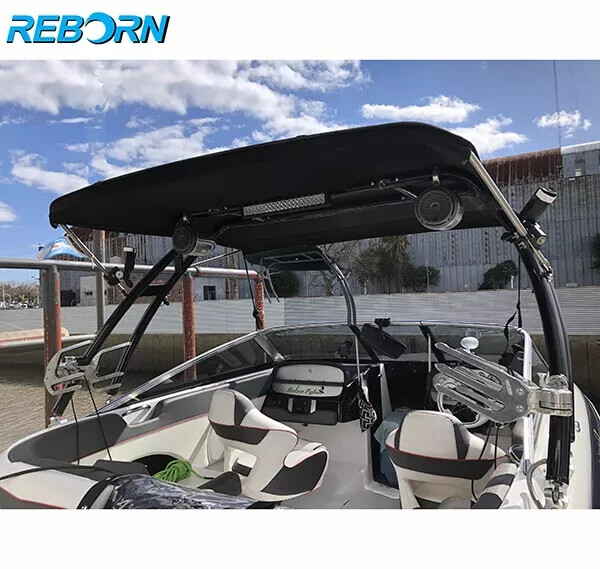 Reborn Launch Boat Tower Matte Black +Wake/Surf Rack +Mirror +Pro3 Tower Bimini