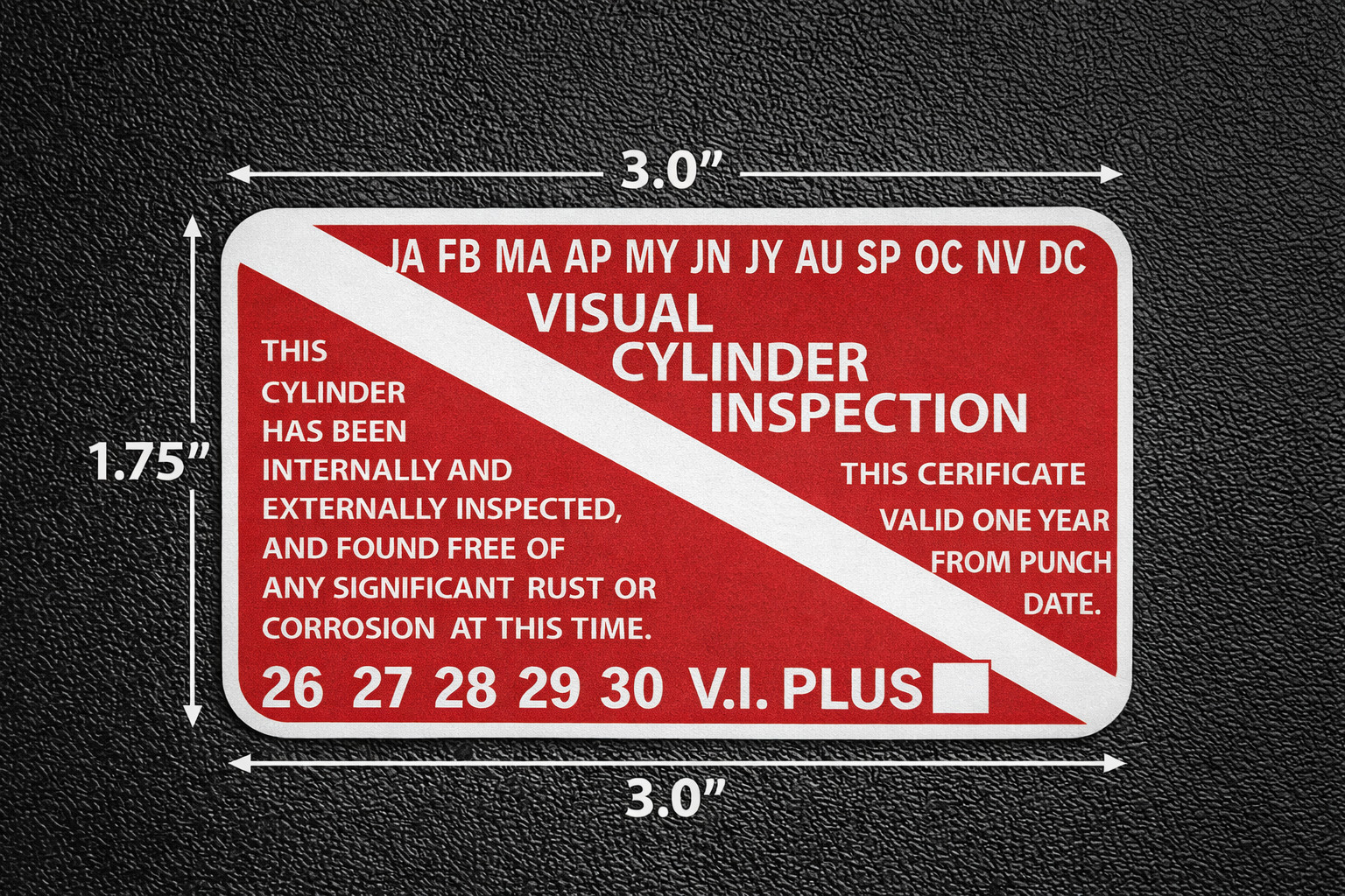 Scuba VISUAL CYLINDER INSPECTION sticker tank certificate 2025-2029 (4 pack p124