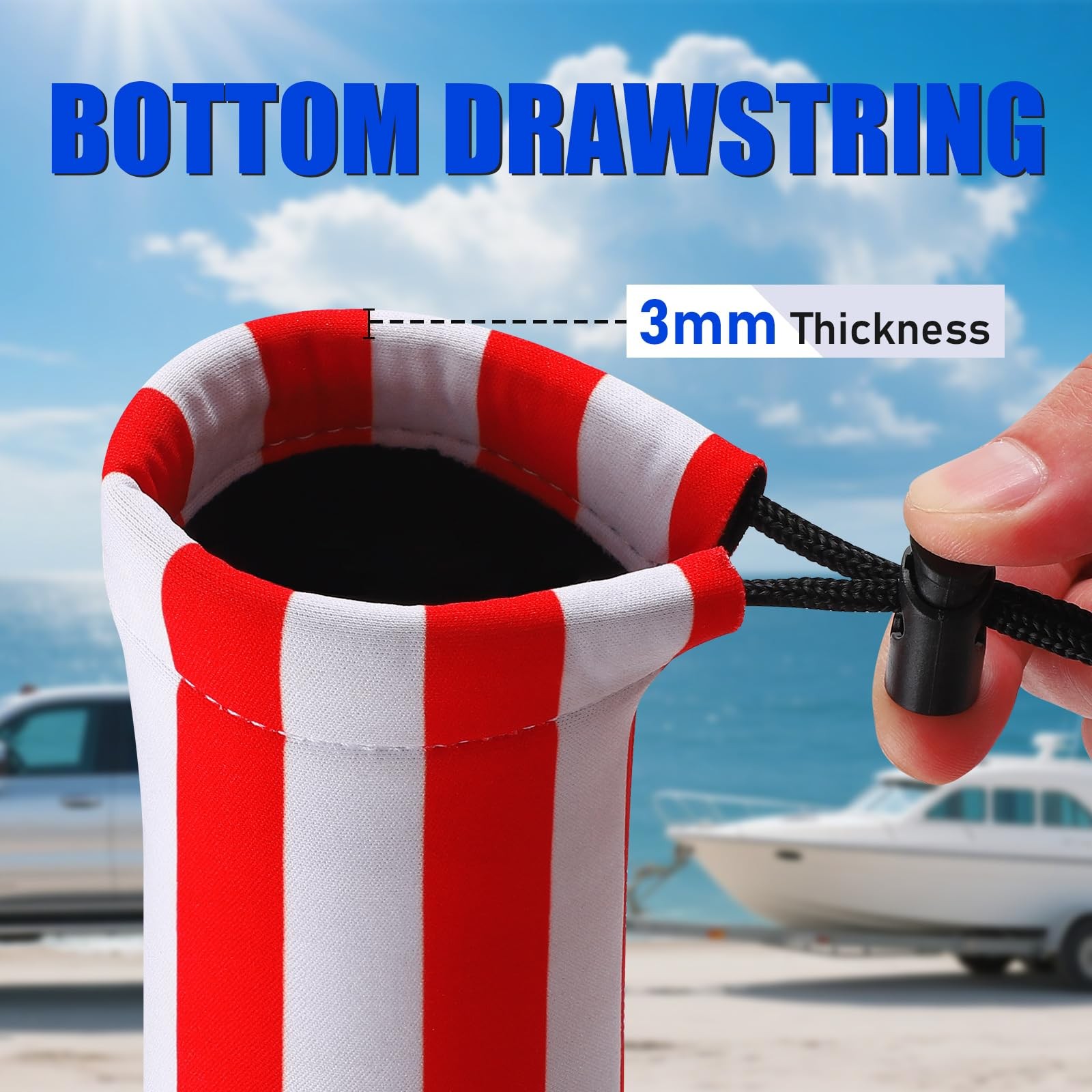 USA Boat Trailer Guide Pole Capped Neoprene Canvas Pad Waterproof Cover 48″ 2PC