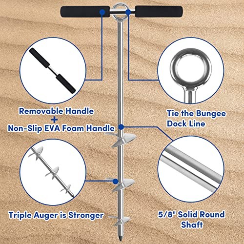 Sand Anchor for Boat, Beach Anchor Boat 36inch 2 Pack Chromium-Plated Steel
