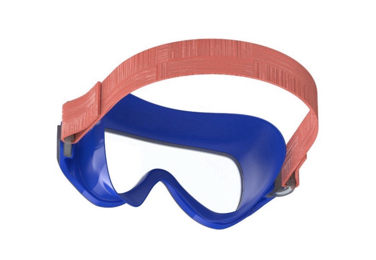 Speedo Kids’ Swim Mask with Fabric Strap – Blue/Coral: Ages 3-6 Polycarbonate