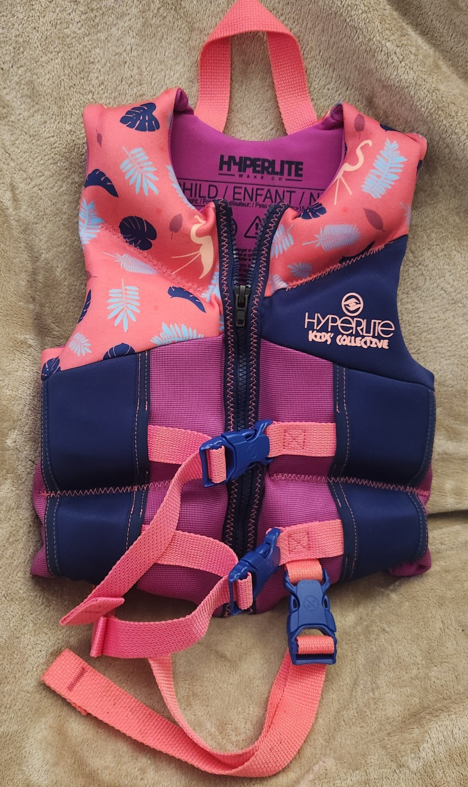 Hyperlite Kids’ Collective Life Jacket Vest. Pink & Purple Kids 33-55lb – EUC