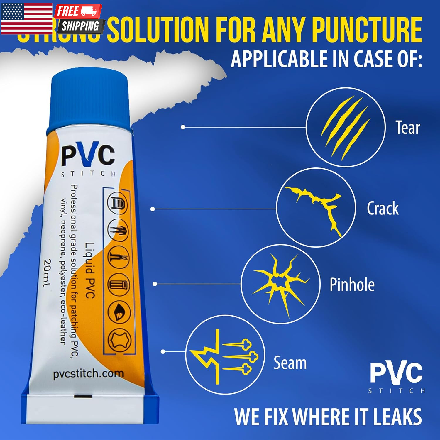 Aquapro Liquid Patch Waterproof Repair Kit for PVC Inflatable Boats, Rafts, Isup