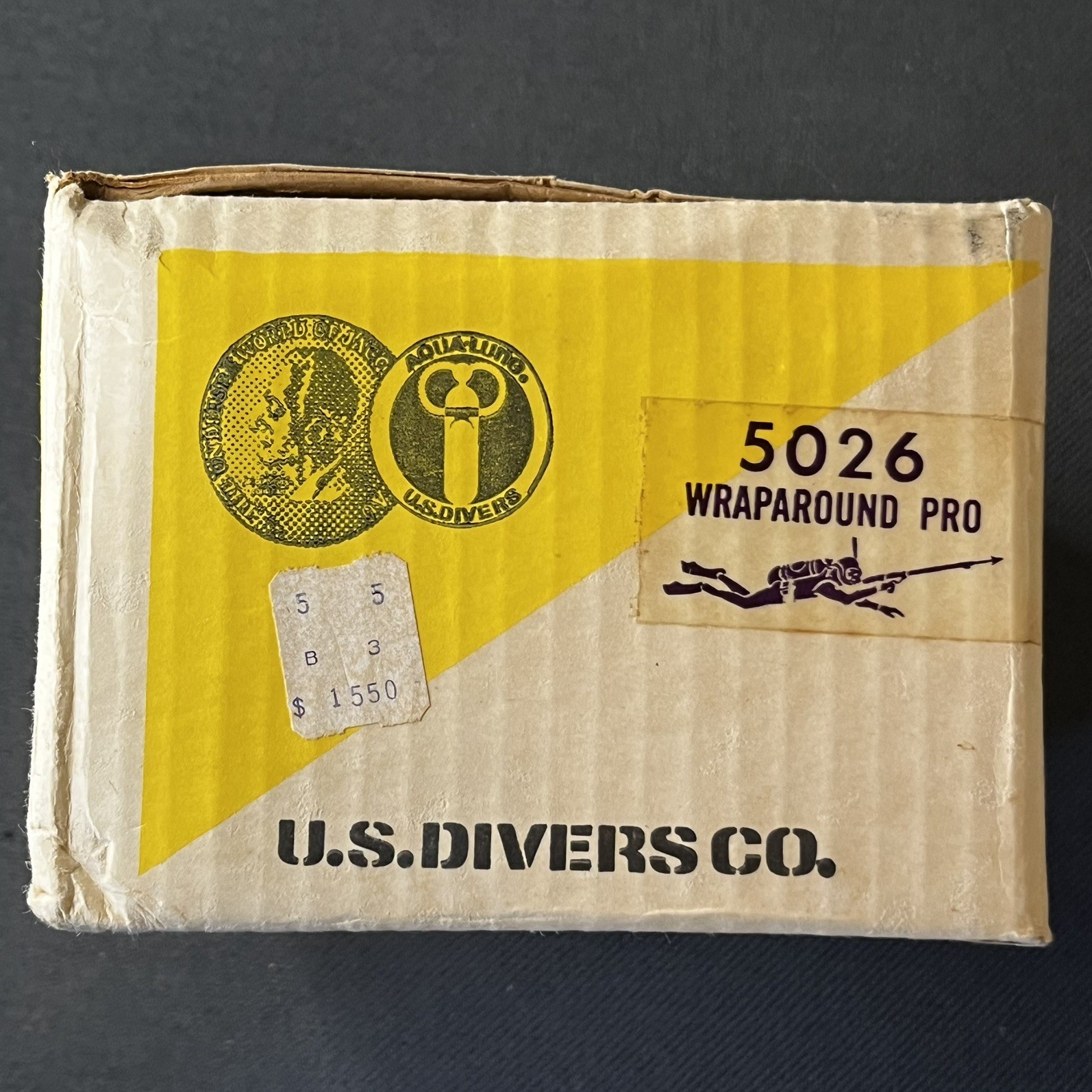 Vintage US Divers Aqua Lung Wrap Around Scuba Dive Mask Goggles Tempered Glass