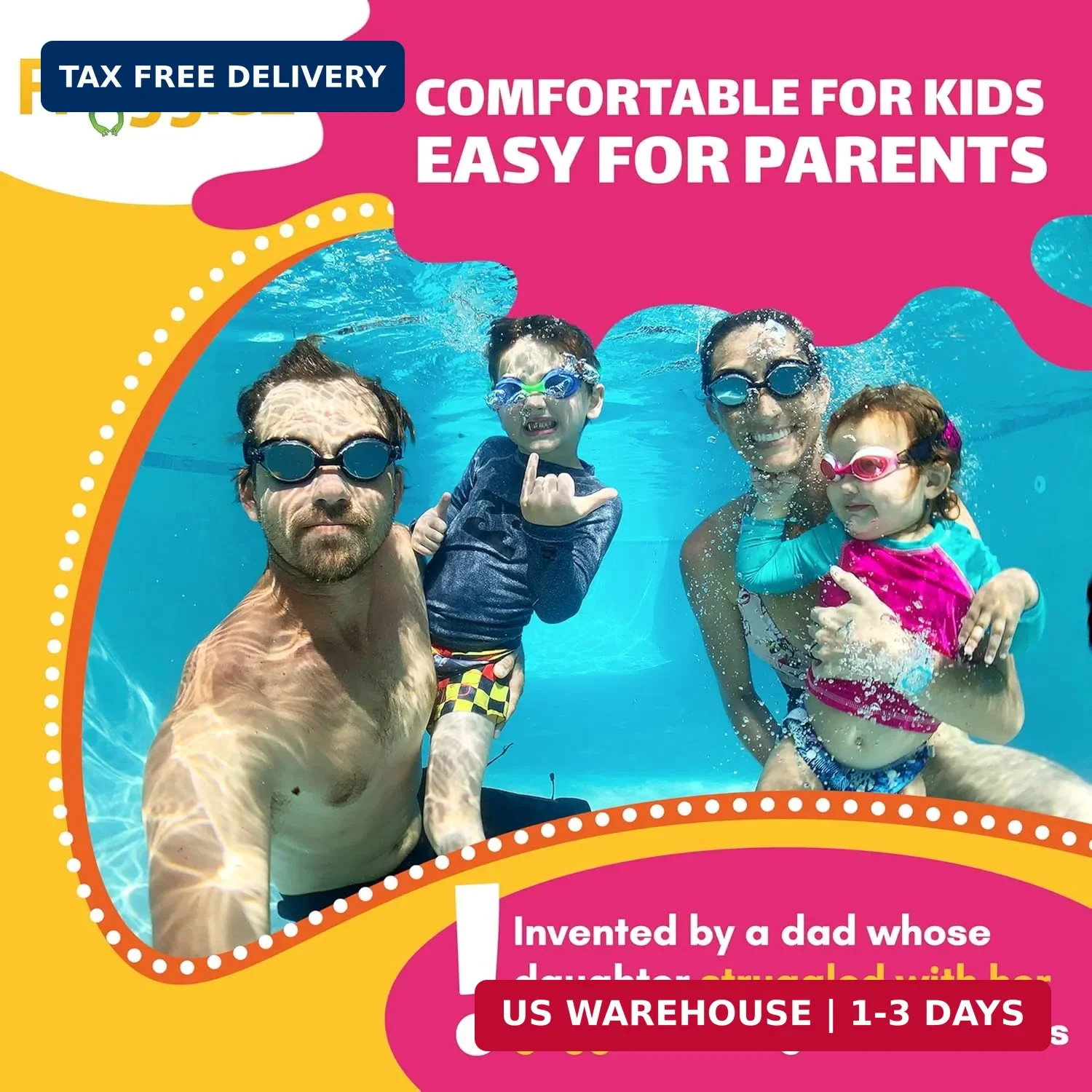 Frogglez Anti-Fog Swimming Goggles for Kids under 10 (Ages 3-10) Recommended by