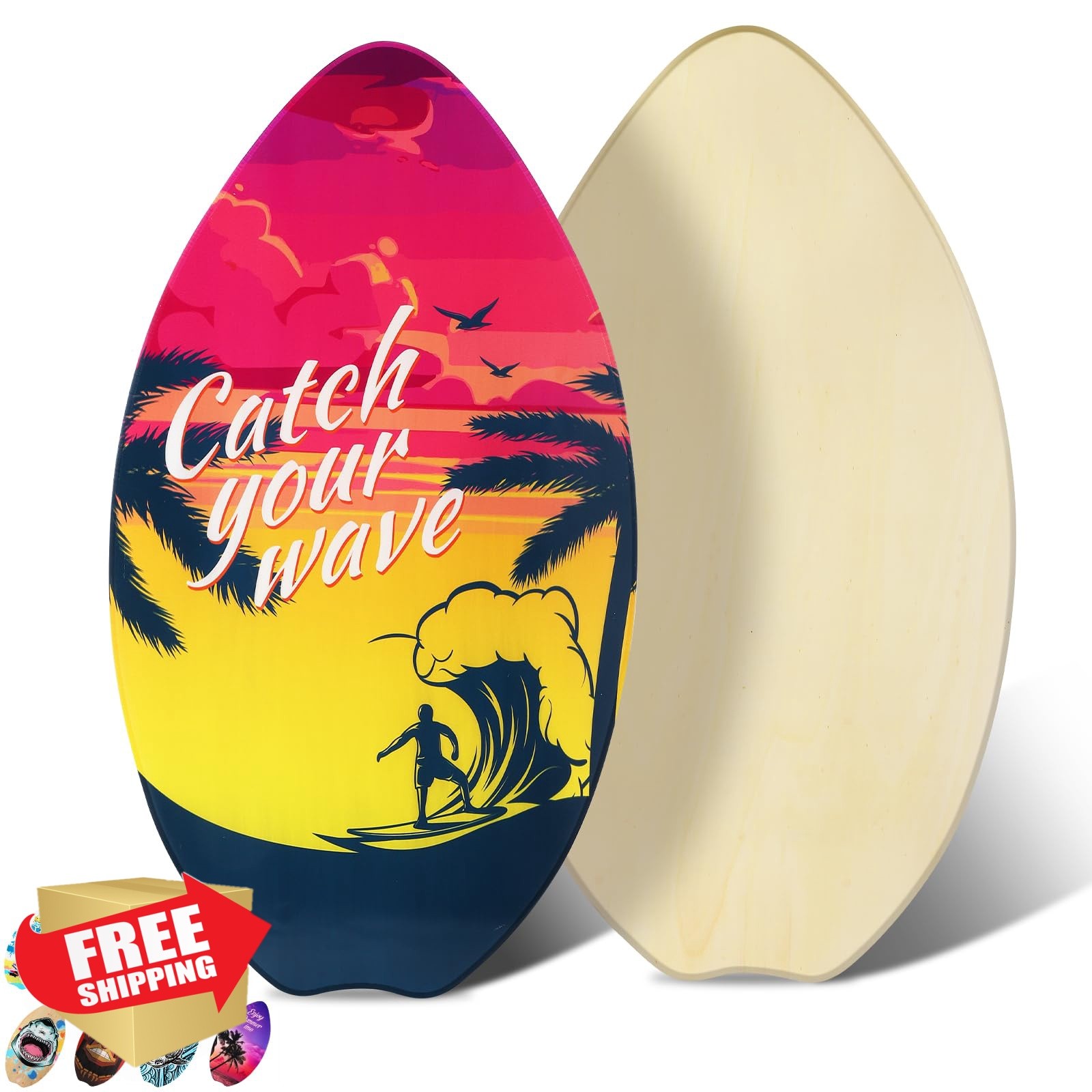 Eliwdshen Skimboard Orange 35 inch Kids Adults