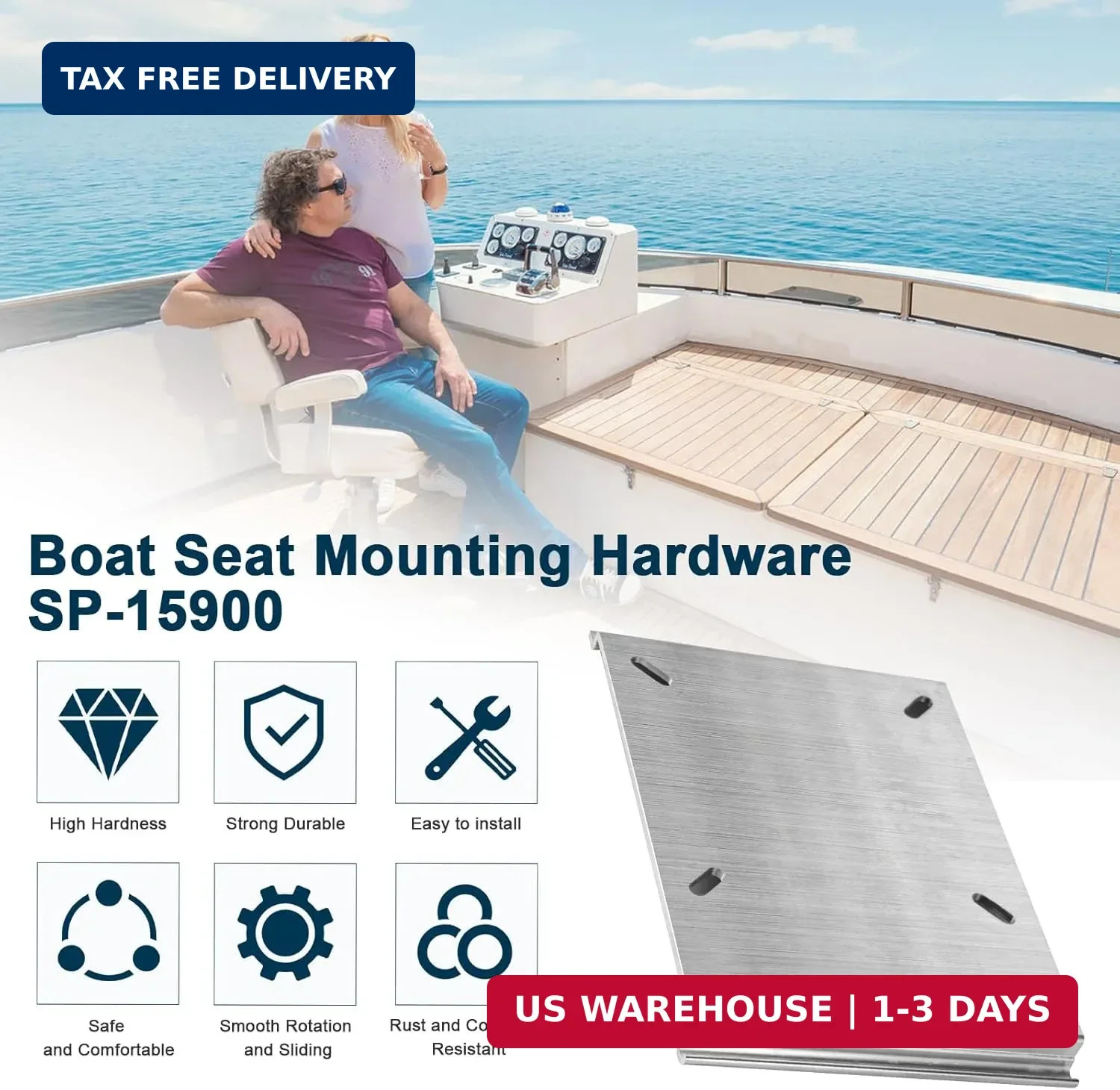 For Attwood SP-15100 Boat Seat Mounting Plate, Boat Seat Mount Plate for Jon Boa