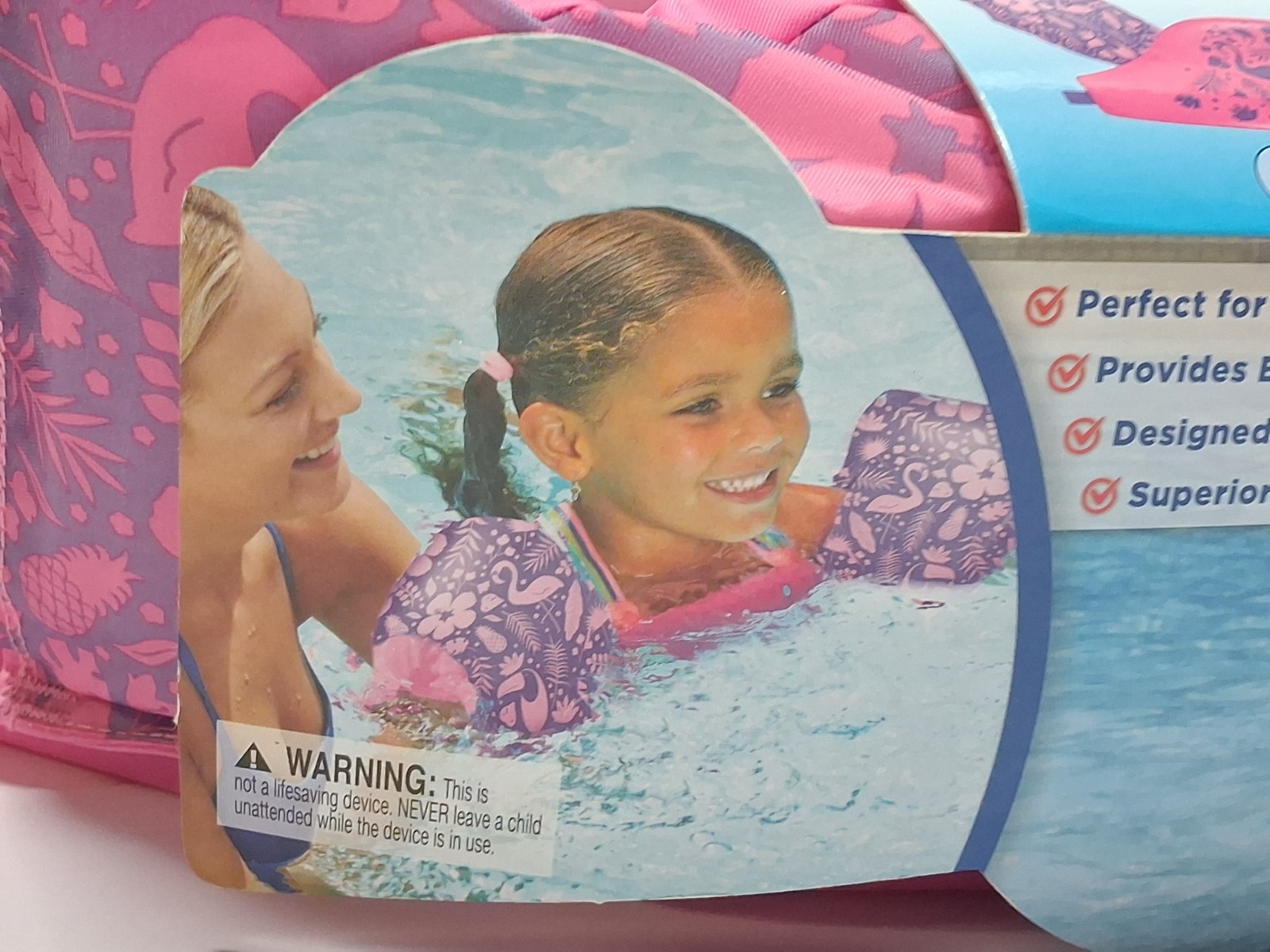 SwimSchool Ultra-Fit Tot Swimmer Float Level 3 Age 4-6 Years Pink 50LBS Max New