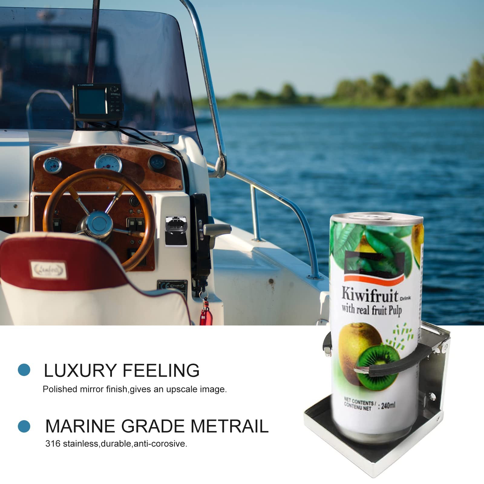 2PCS Boat Cup Holder,Stainless Steel Adjustable Holder for Cup Bottle Beverag…