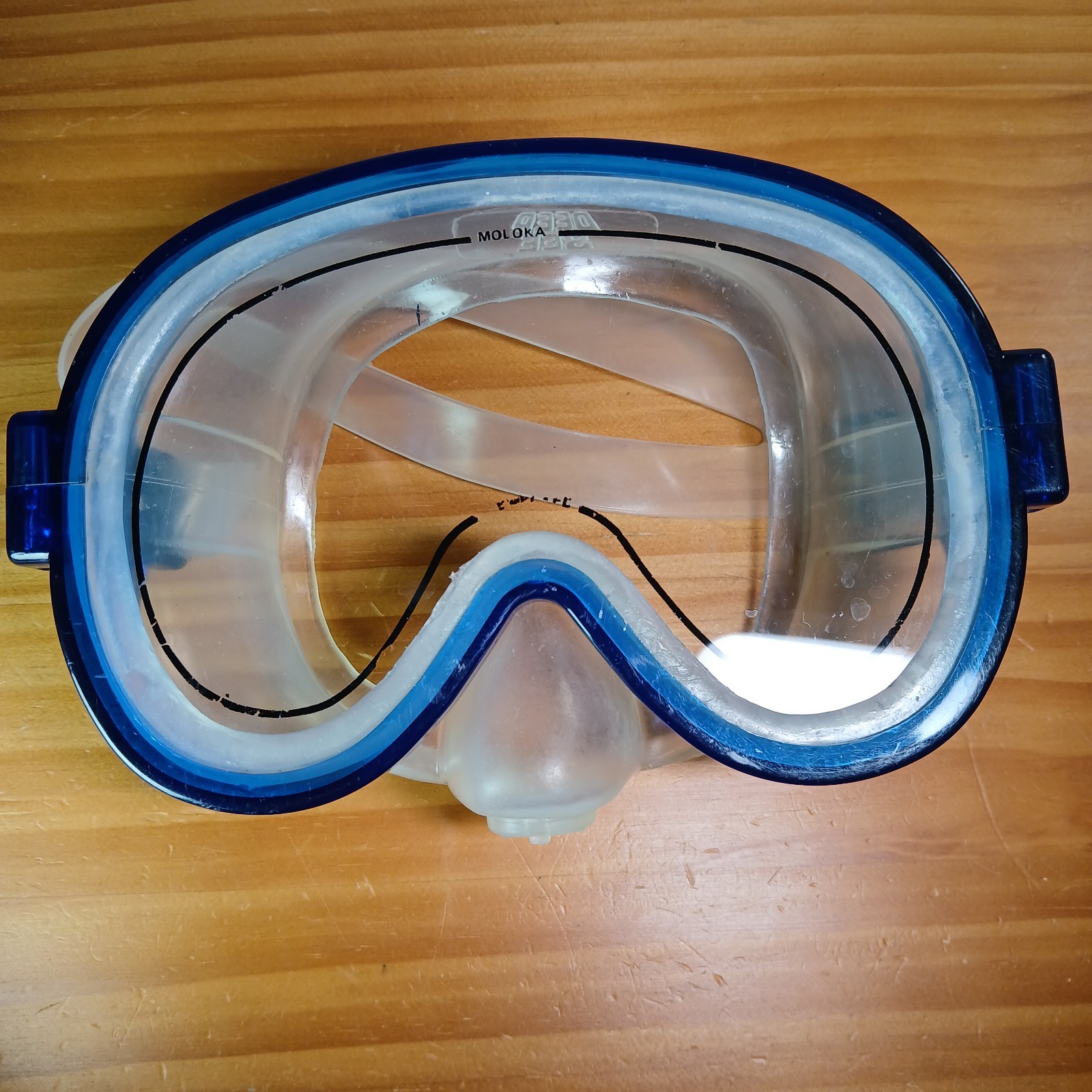 Deep See VTG Dive Mask Tempered Glass Silicone Goggles Snorkle Molokai Blue