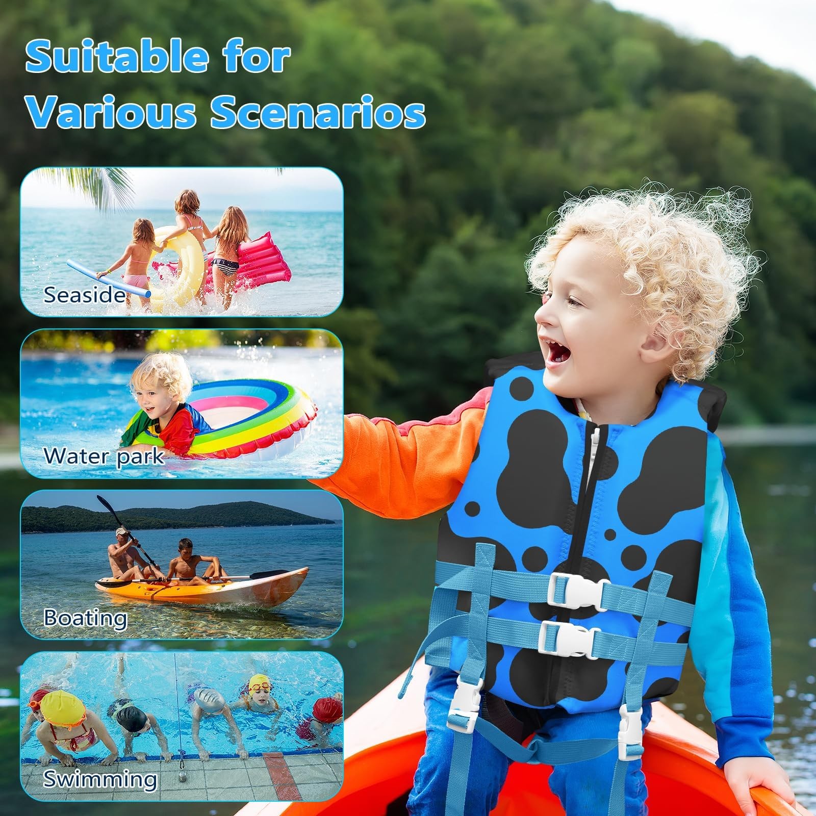 Chriffer Toddler Swim Vest Jacket For Boys Girls 20-70 Pounds/2-10 Years Kids